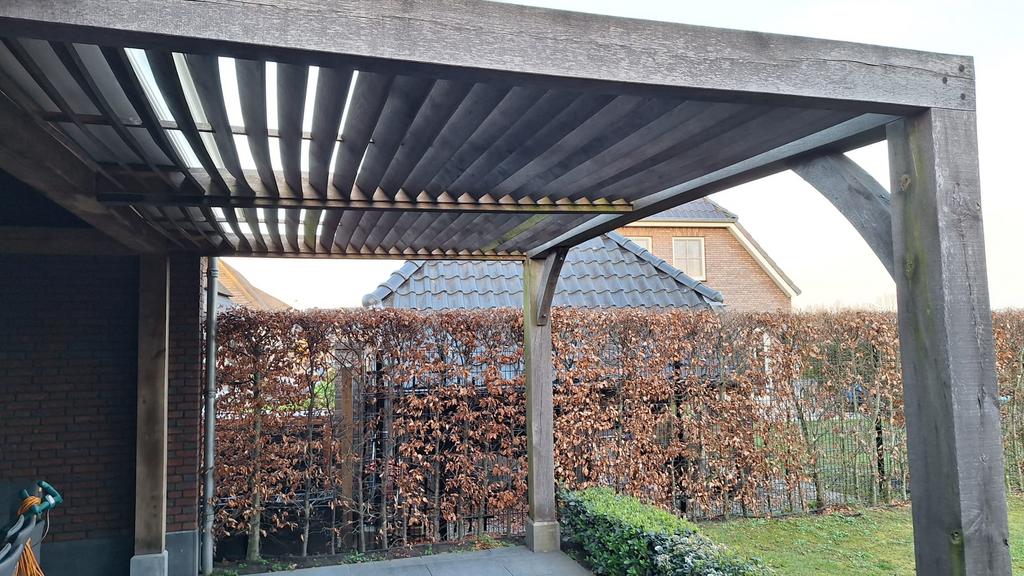 Eikenhouten overkapping, Tuin en Terras, Overkappingen, Ophalen, Gebruikt, Veranda