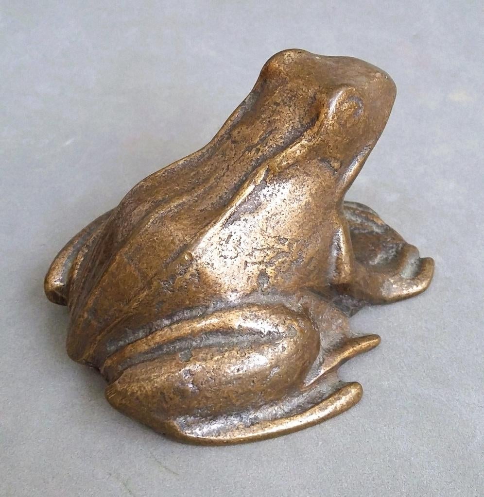 Jaren 60 - 70 Massief Brons Bronzen Kikker Beeld Sculptuur, Antiek en Kunst, Antiek | Koper en Brons, Ophalen of Verzenden, Brons