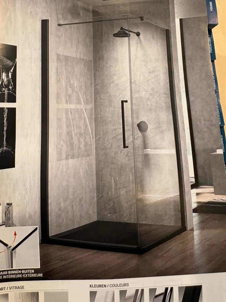 Novellini Young 2.0 draaideur en douchewand set, Ophalen, Nieuw, Glas, Douche