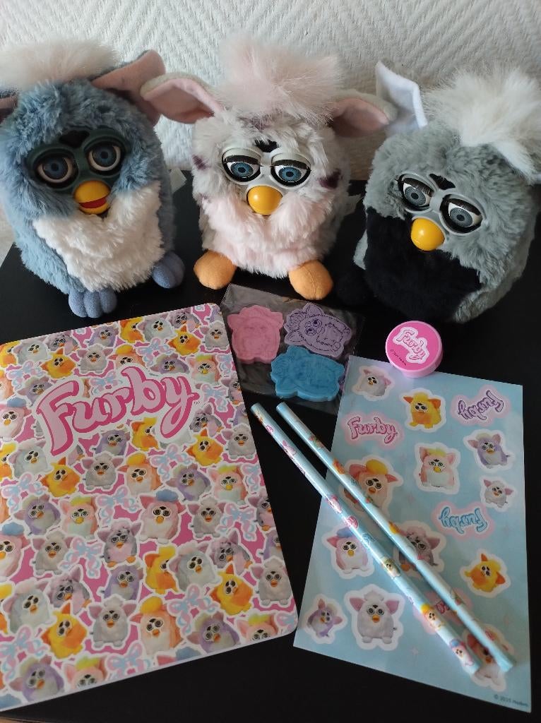 Furby stationary set school set schrift stickers 90s vintage, Ophalen of Verzenden, Nieuw, Jongen of Meisje