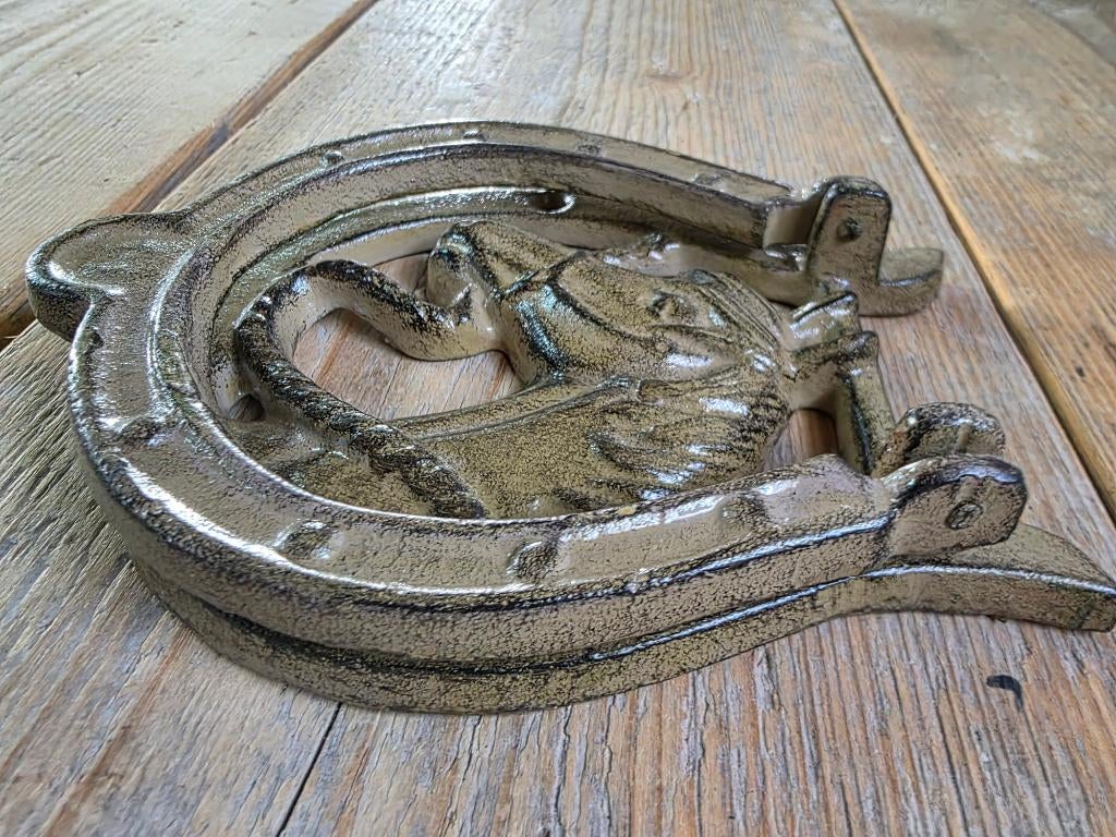 DEURKLOPPER / GIETIJZER / HOEFIJZER MET PAARDENHOOFD, Tuin en Terras, Huis en tuin decoratie Marie, Nieuw, Info@huisentuindecoratiemarie.nl