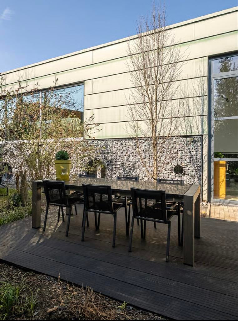 Prachtige granieten eettafel (240x100 cm) met RVS frame, Tuin en Terras, Tuintafels, Verzenden, Zo goed als nieuw, Rechthoekig