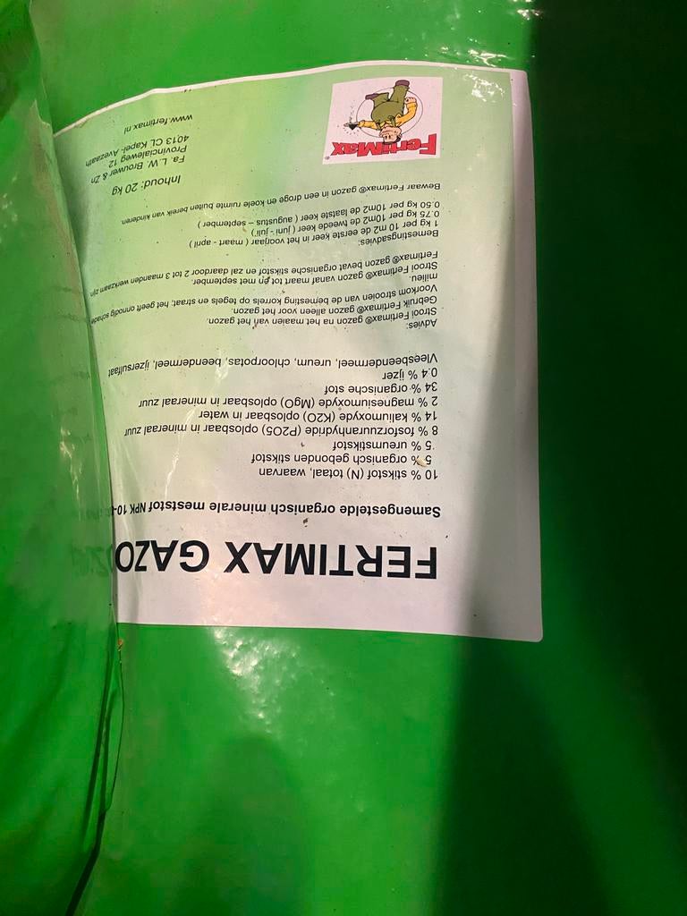 Fertimax Gazonmest 20kg - Voor een Groen en Gezond Gazon, Tuin en Terras, Ophalen, Mest