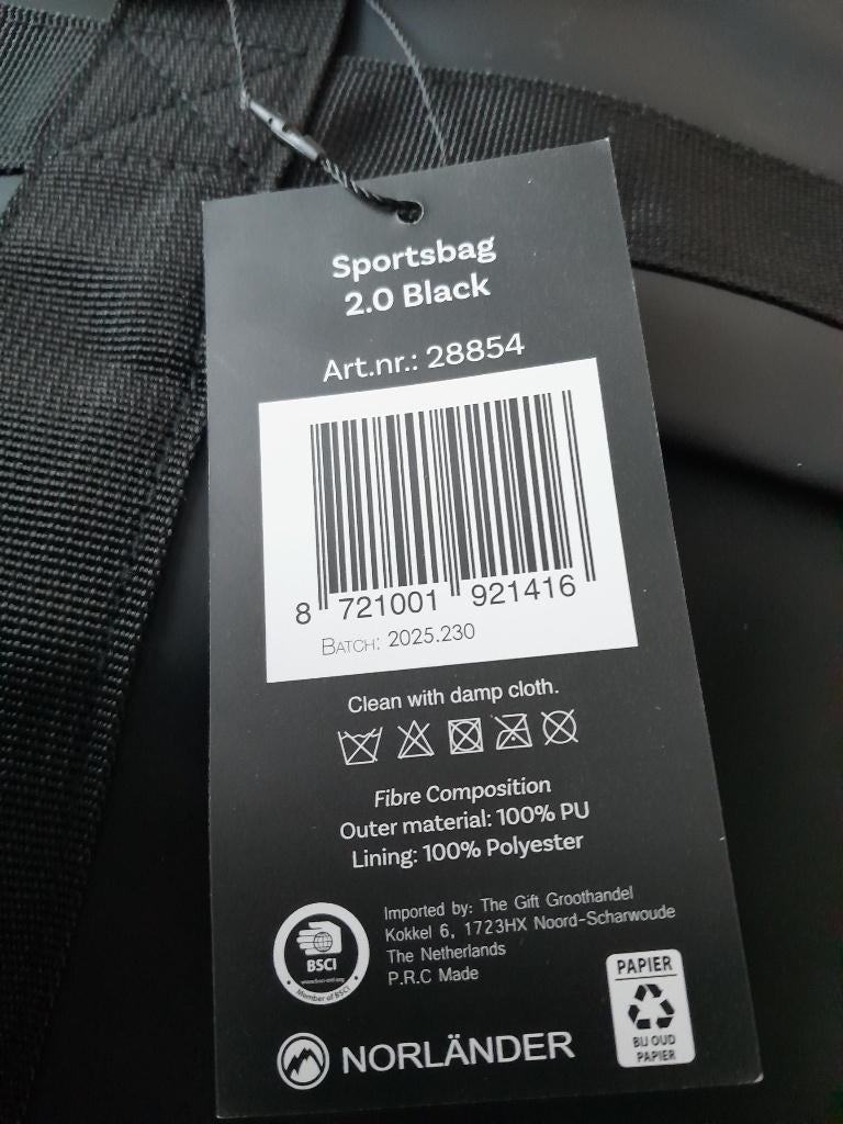 Sporttas/weekentas sportbag 2.0 Black Norlander 28854, Ophalen of Verzenden, Nieuw, Unisex volwassen