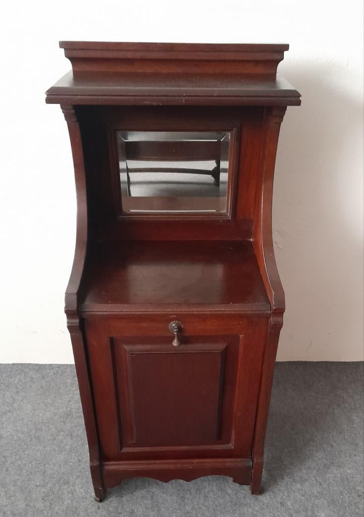 Antiek Mahonie Houtskoolkastje met Spiegel, Ophalen