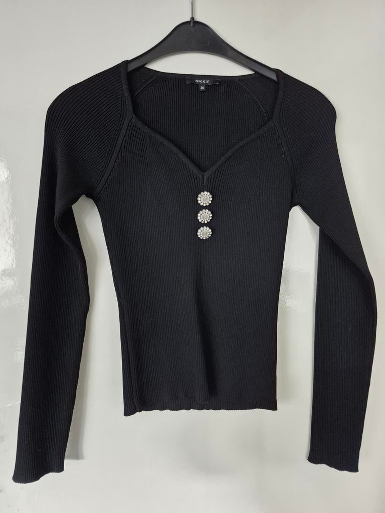 Nikkie top maat 36, Sieraden, Tassen en Uiterlijk, Kettingen, Ophalen of Verzenden, Zo goed als nieuw, Zwart, Overige materialen