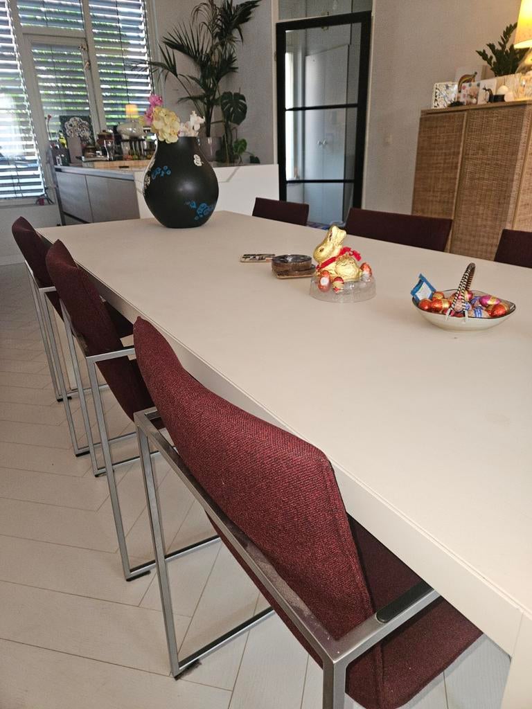 6 Arco Frame eetkamerstoelen bordeaux rood, Huis en Inrichting, Ophalen, Zo goed als nieuw, Rood, Vijf, Zes of meer stoelen