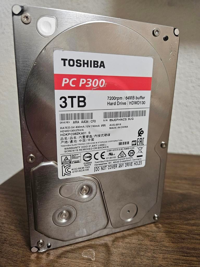 Toshiba 3TB HDD, (meerdere stuks), Computers en Software, Harde schijven, Intern, Toshiba, Ophalen of Verzenden, Zo goed als nieuw