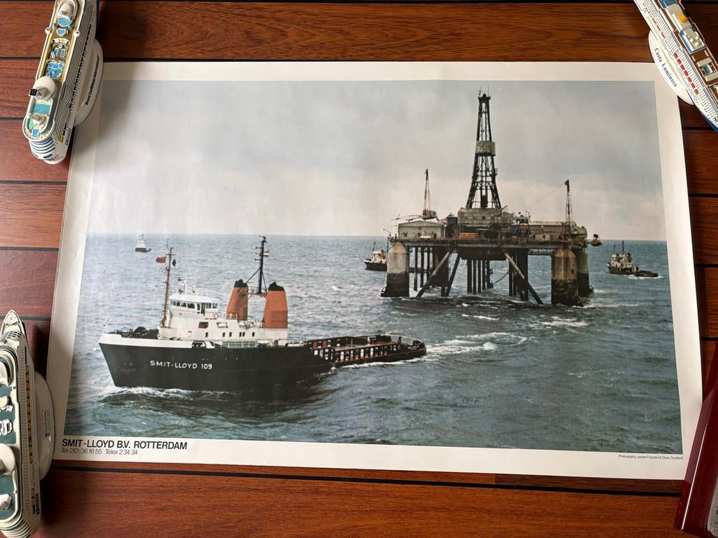 Vintage Poster Smit-Lloyd 109 Rotterdam Olieplatform, Verzamelen, Scheepvaart, Ophalen of Verzenden, Gebruikt