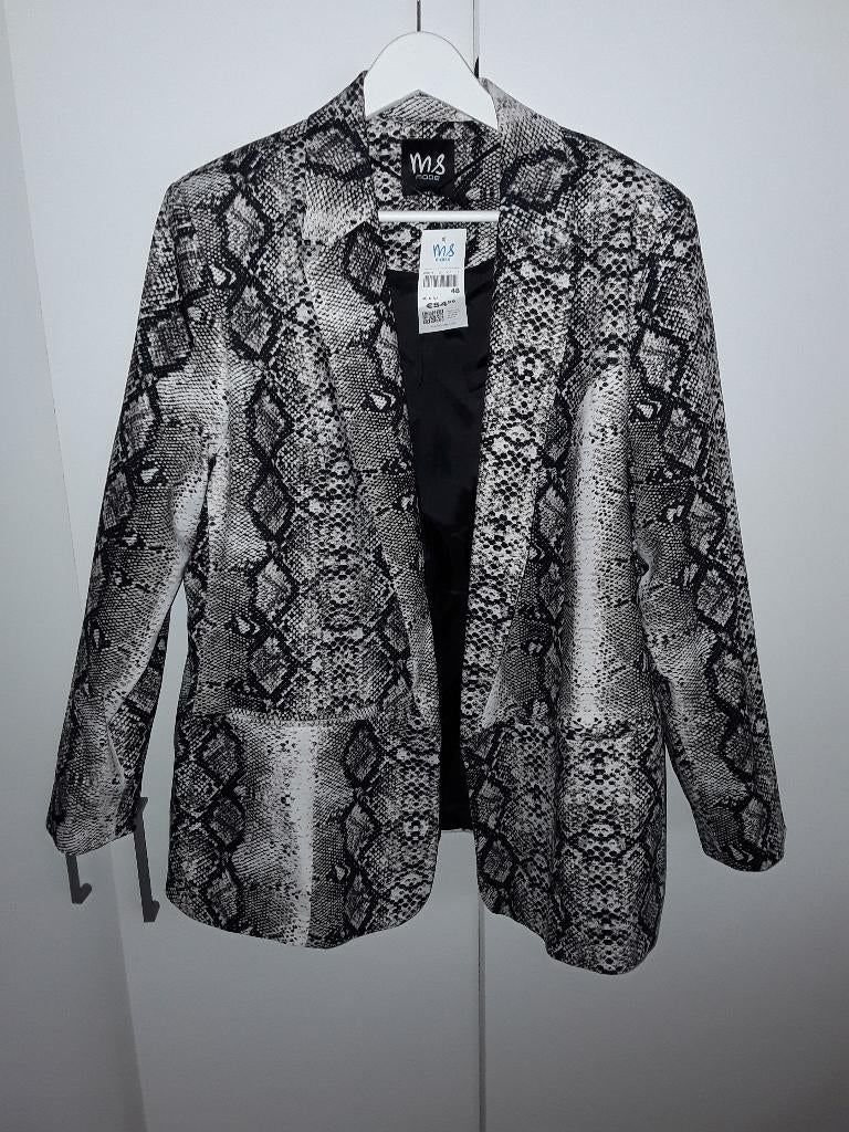 MS Mode Zwart/Beige Jasje Met Slangenprint Maat 48 NIEUW, Zwart, Nieuw, Ophalen of Verzenden, MS Mode