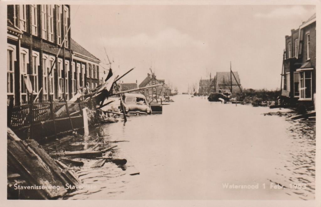 STAVENISSE Watersnood 1 feb. 1953 Stavenisseweg, Verzenden, 1940 tot 1960, Gelopen, Zeeland