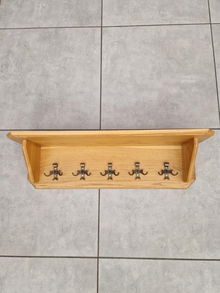 Eiken kapstok met hoedenplank, Ophalen, Hout, Wandkapstok, Minder dan 100 cm