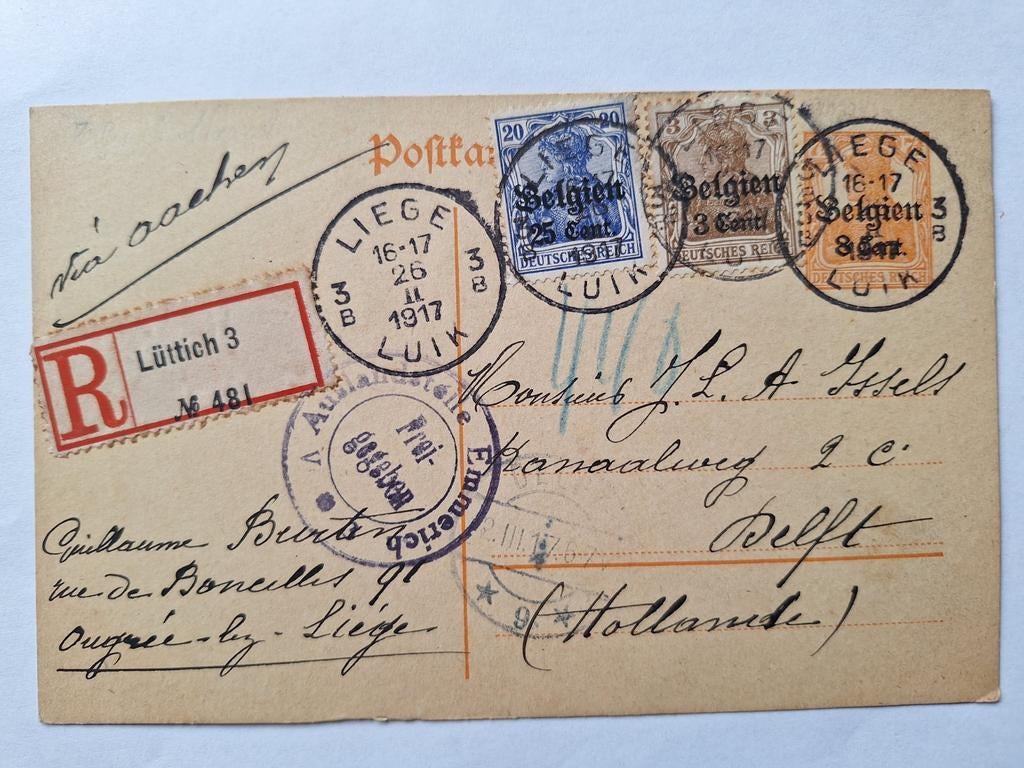 Zeldzame Oorlogspostkaart Bezet België 1917 - Eerste Werel, Ophalen of Verzenden, Voor 1920, Gelopen, Brussel (Gewest)