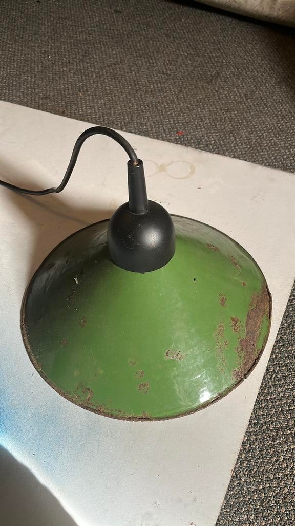 Emaille lampenkap met fitting, Antiek en Kunst, Ophalen of Verzenden