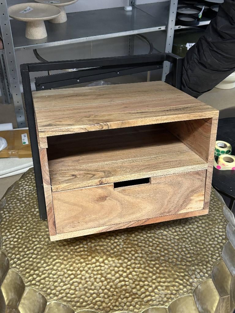 Hoyz - Hangend Nachtkastje - Zwart - 1 Lade, Huis en Inrichting, Slaapkamer | Nachtkastjes, Ophalen, Gebruikt, Minder dan 45 cm