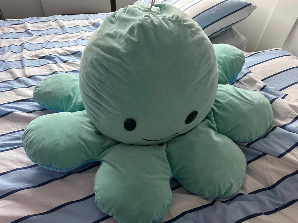 Grote omkeerbare blauwe Octopus Knuffel - Gebruikt, Kinderen en Baby's, Speelgoed | Knuffels en Pluche, Ophalen, Gebruikt, Overige typen