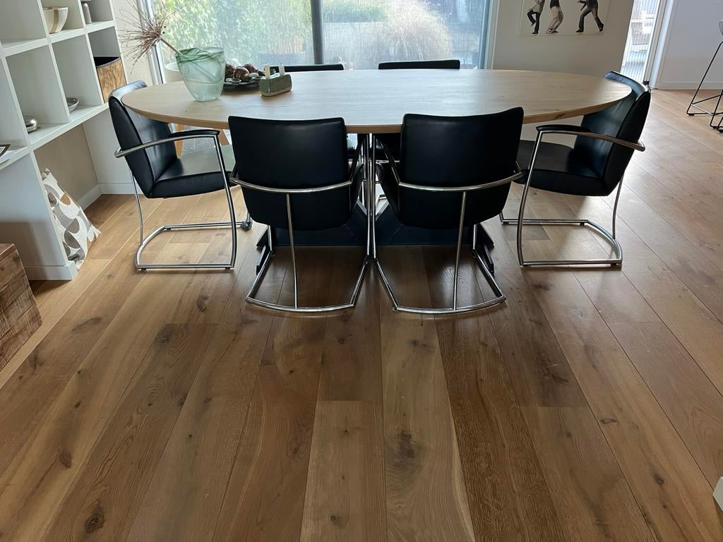 5 Nomada stoelen zwart leer Dutch design, Ophalen, Gebruikt, Zwart, Leer