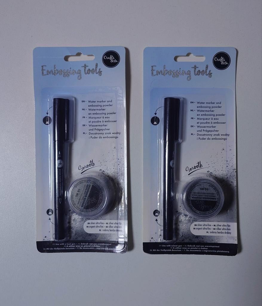 Crafts & Co embossing tools pen met zilver poeder NIEUW, Ophalen of Verzenden, Nieuw