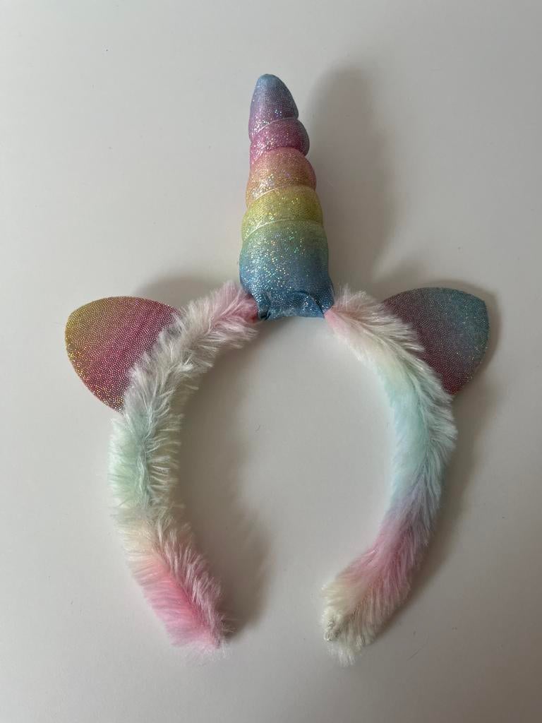Eenhoorn diadeem pastel glitter, Ophalen, Zo goed als nieuw, Overige kleuren, Oorbellen