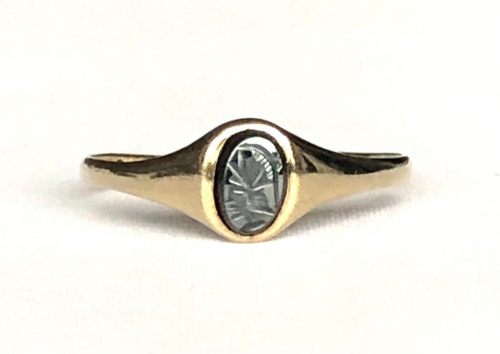 Vintage gouden ring hematiet centurion maat 17 1/4, Sieraden, Tassen en Uiterlijk, Ringen, Gebruikt, Ophalen of Verzenden, 17 tot 18