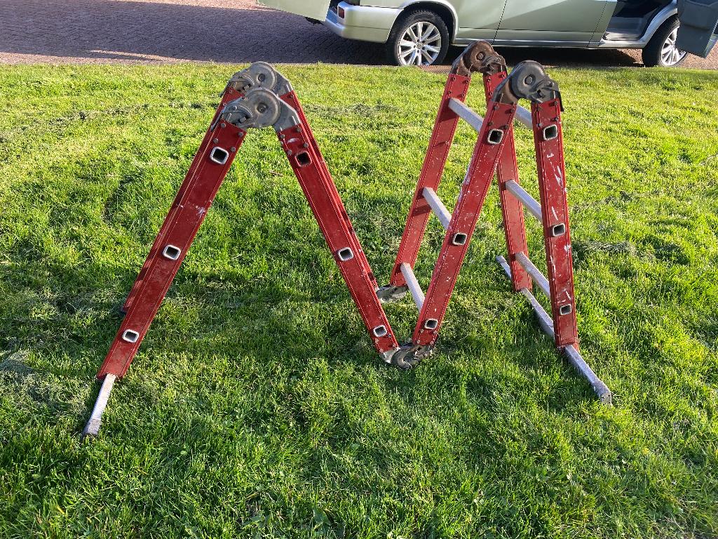 Aluminium ladder, Doe-het-zelf en Verbouw, Ladders en Trappen, Ophalen, Gebruikt, 4 meter of meer