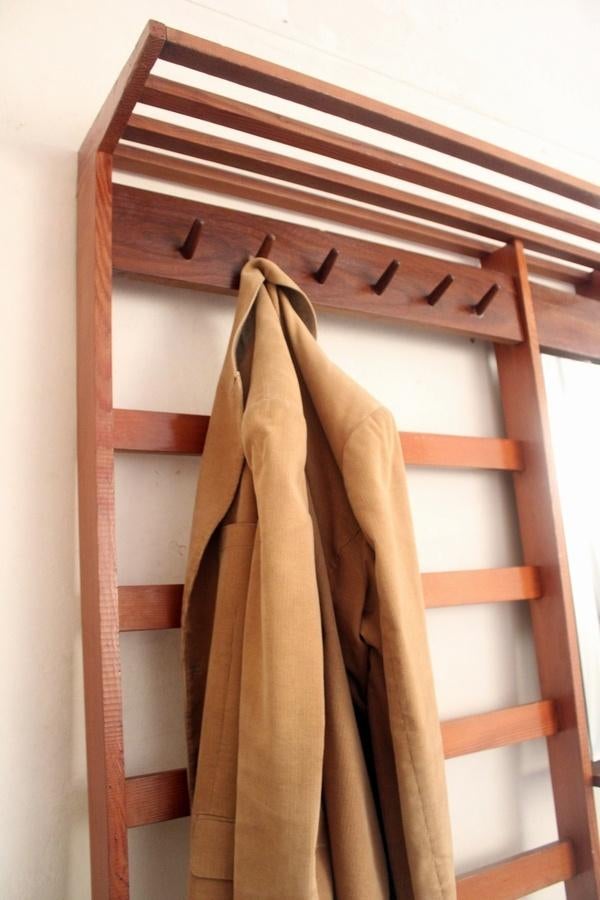 XXL- Jaren 50 60 grote vintage houten  design wand kapstok, Gebruikt, -, -, -