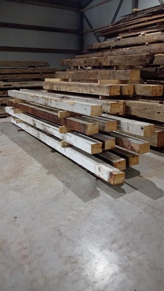 Gebruikte grenen balken 16 x 21 x 450/510, Ophalen, Gebruikt, Grenen, Balk