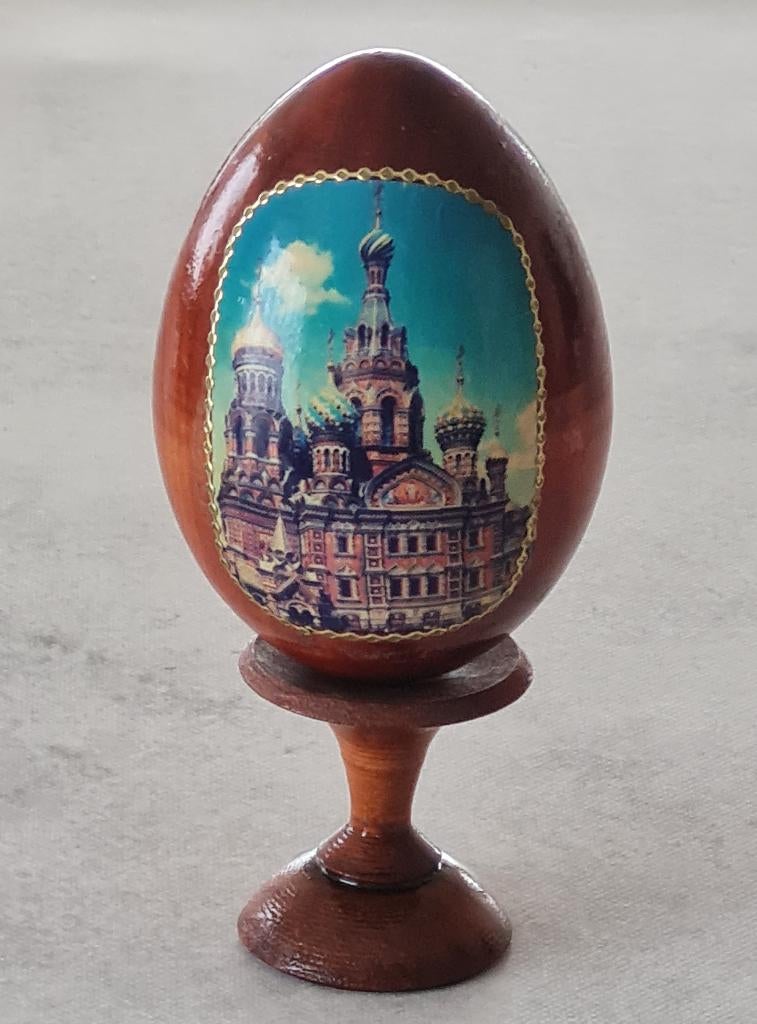 Russisch houten ei met houder, Ophalen of Verzenden