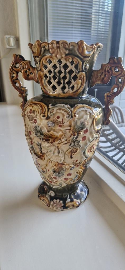 Antieke Victoriaanse Alhambrian Engelse Majolica siervaas, Ophalen of Verzenden