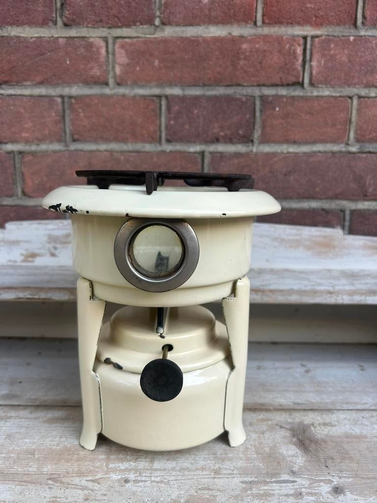 Petroleumstel / oliestel 1 pits creme emaille, Antiek en Kunst, Ophalen of Verzenden