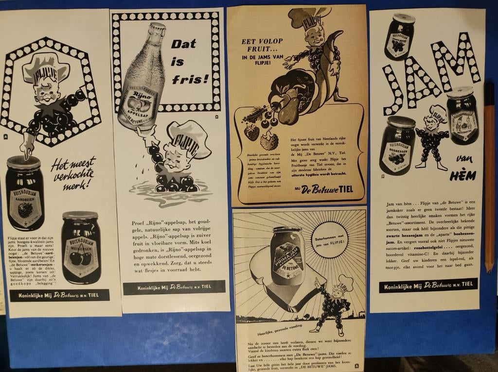 Flipje De Betuwe Tiel advertenties, Ophalen of Verzenden, 1940 tot 1960, Tijdschrift
