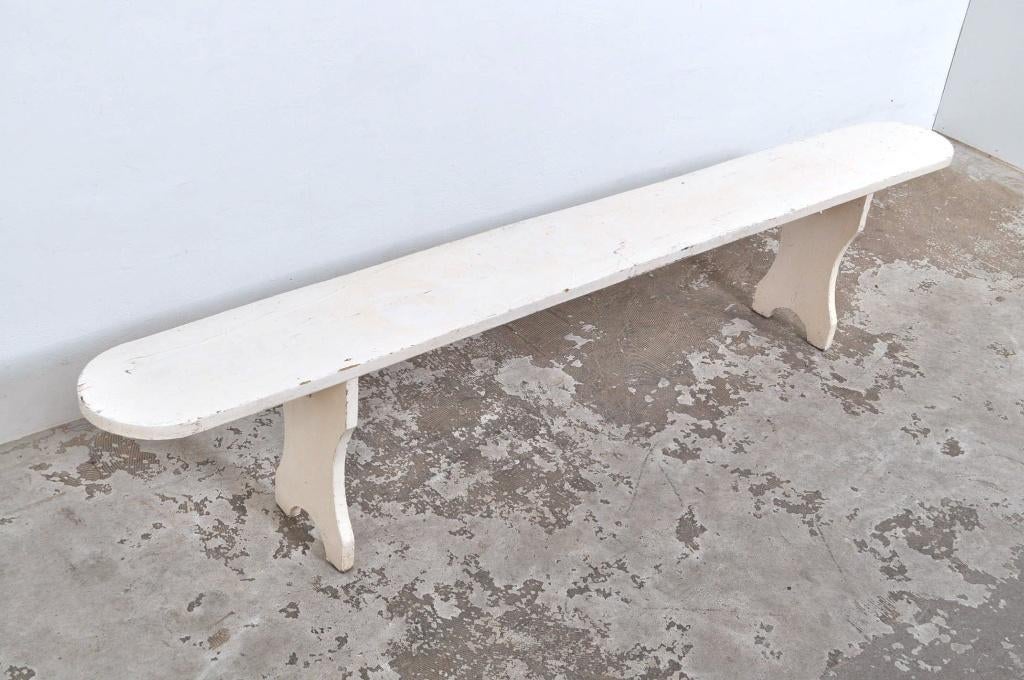 Vintage brocante Franse bank houten zitbank tuinbank, Ophalen of Verzenden