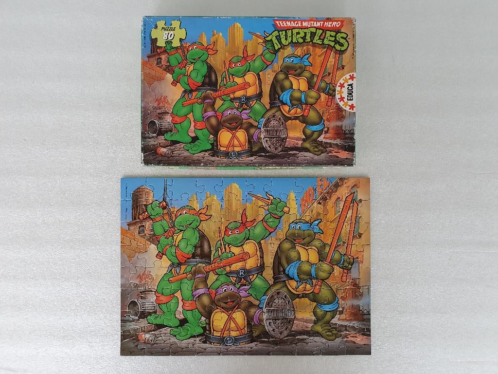 Puzzel TMHT (Educa, Mirage, 1990 - 1991), Ophalen of Verzenden, Meer dan 50 stukjes, Gebruikt, 6 jaar of ouder