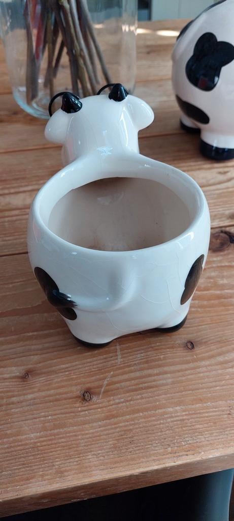 Spaarpot koe en bloempot koe, Ophalen of Verzenden, Zo goed als nieuw, Steen, Aardewerk of Keramiek, Dier