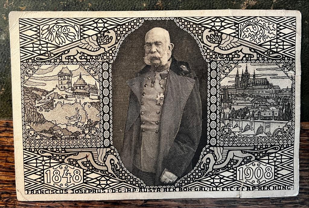 Briefkaart keizer Franz Jozef jubileum 1908 Praag, Verzamelen, Ansichtkaarten | Buitenland, Ophalen of Verzenden, Voor 1920, Ongelopen