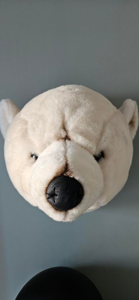Dierenkop dierenhoofd ijsbeer beer muurdecoratie pluche, Ophalen of Verzenden, Zo goed als nieuw, Wanddecoratie