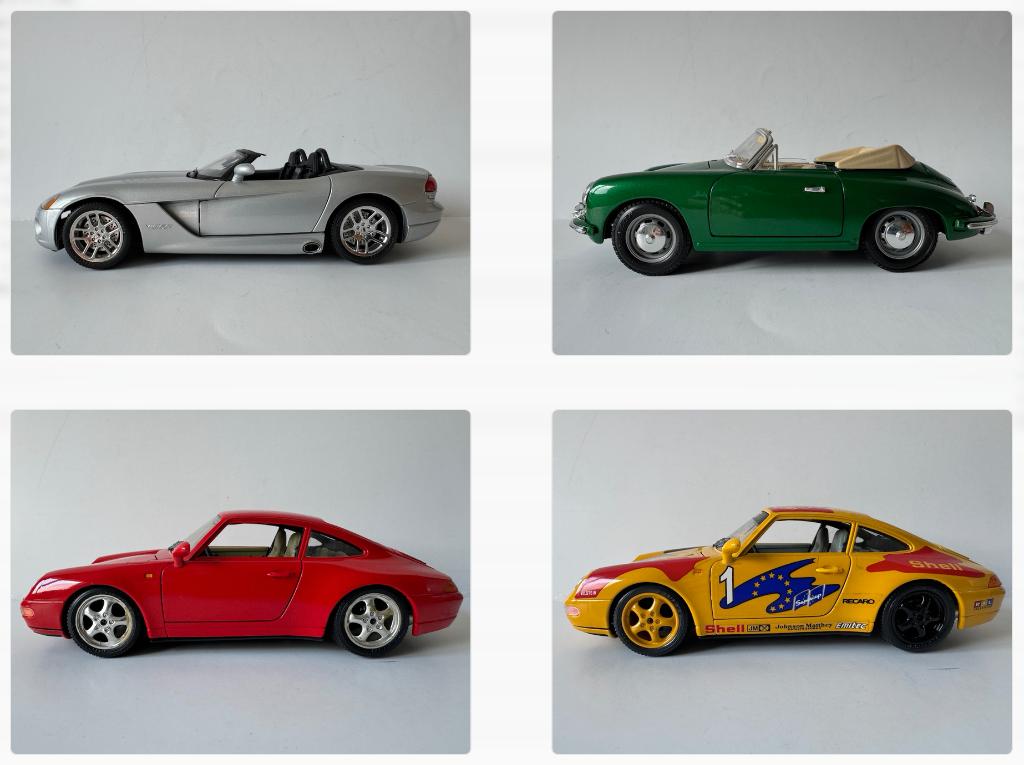 Bburago: Dodge Viper, Porsche 356, 911, 1:18, Ophalen of Verzenden, Zo goed als nieuw, Auto, Bburago