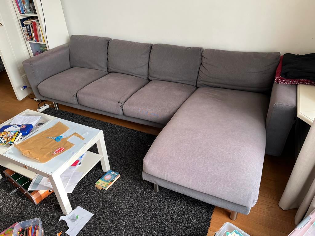 IKEA NORSBORG 4-zits bank en chaisse lang - Grijs, Ophalen, Zo goed als nieuw