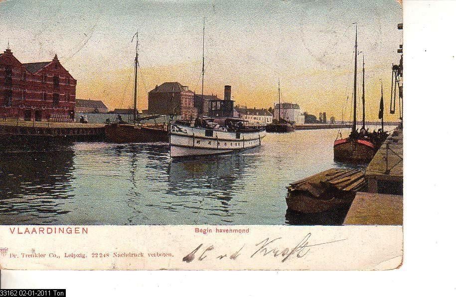 Ansichtkaart	Vlaardingen	Begin Havenmond, Verzenden, Voor 1920, Gelopen, Zuid-Holland