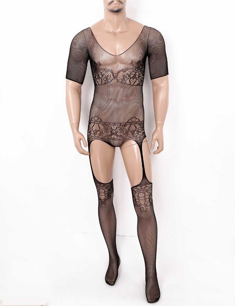 Heren zwarte body 4 / bodysuit sissy lingerie pakje sexy, Verzenden, Zwart, Nachtkleding