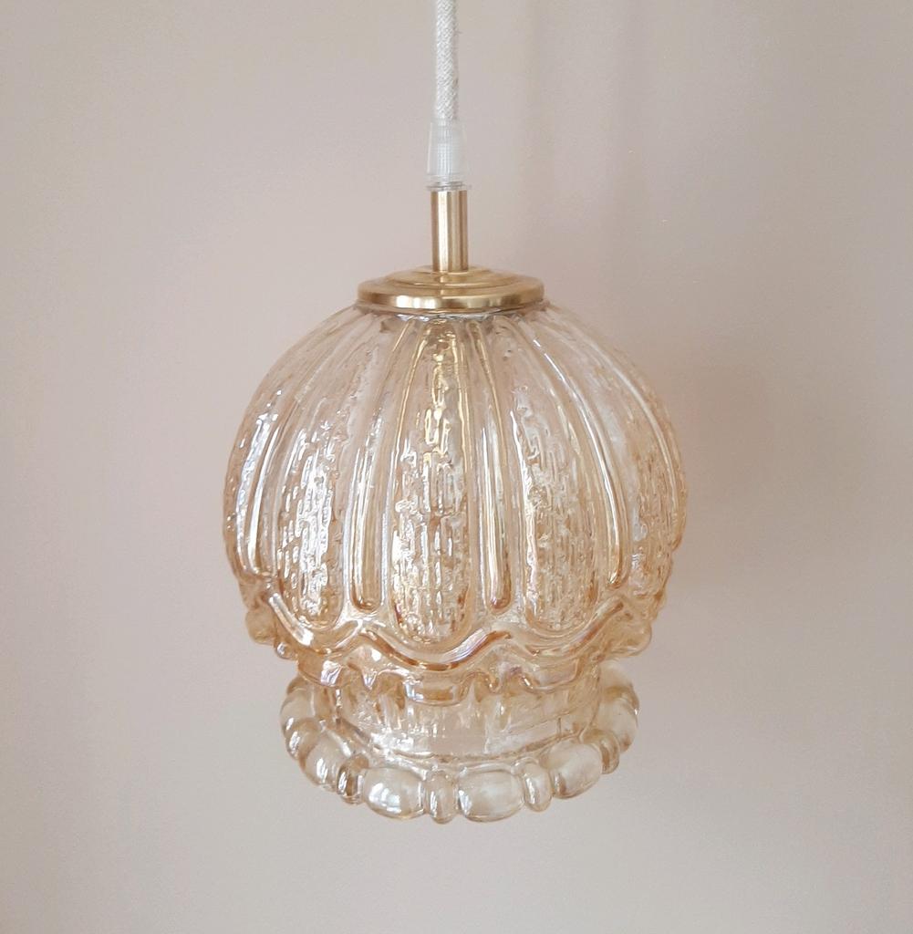 Vintage bubble hanglamp | Vintage bol amberkleur jaren 60, Ophalen of Verzenden, Minder dan 50 cm