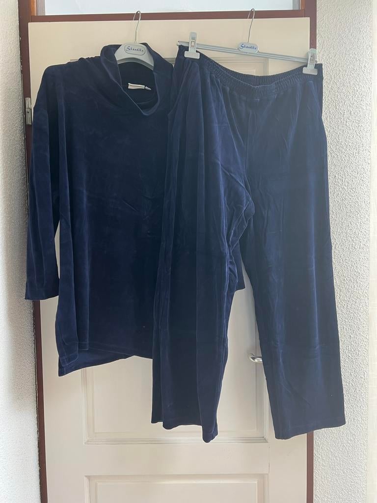 Skandika / Finn Fashion - pak/ set - velours - blauw - XL, Verzenden, Zo goed als nieuw, Blauw, Overige typen