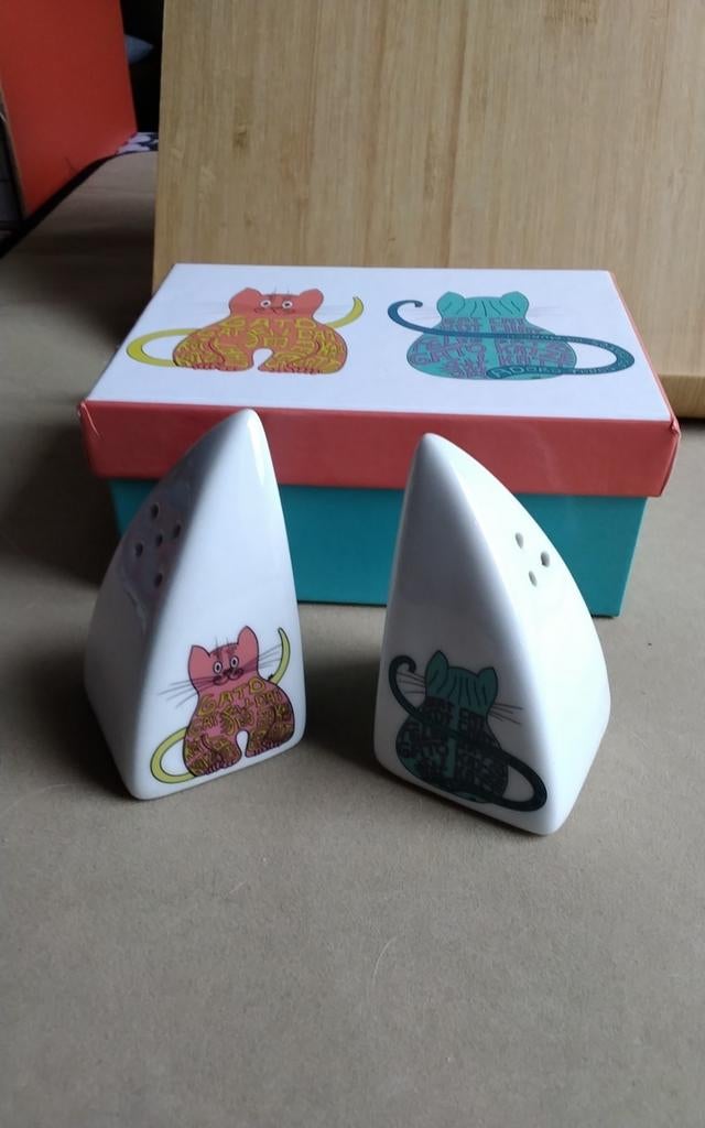 Zout en peper Set keramiek voor katten liefhebbers, Ophalen of Verzenden, Zo goed als nieuw