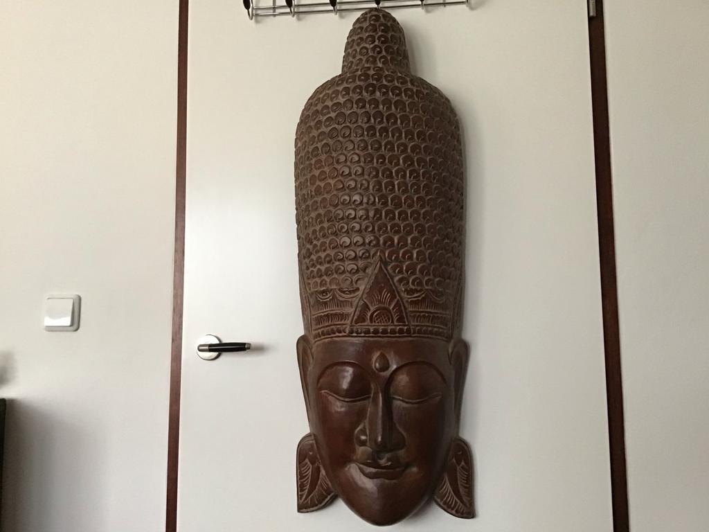 Houten boeddha wandmasker 100cm.   Zgan, Verzenden, Zo goed als nieuw