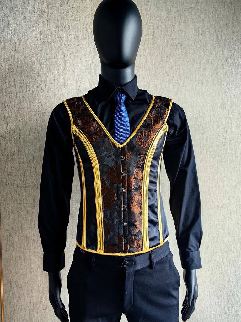 Heren bruin goud middeleeuws korset steampunk gothic, Kleding | Heren, Verzenden, Nieuw, Overige maten, Kleding