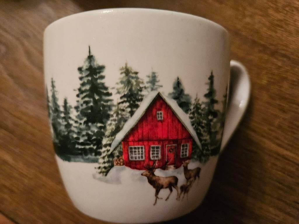 mok met Winterse afbeelding Albert Heijn, Keramiek, Ophalen of Verzenden, Zo goed als nieuw, Overige stijlen