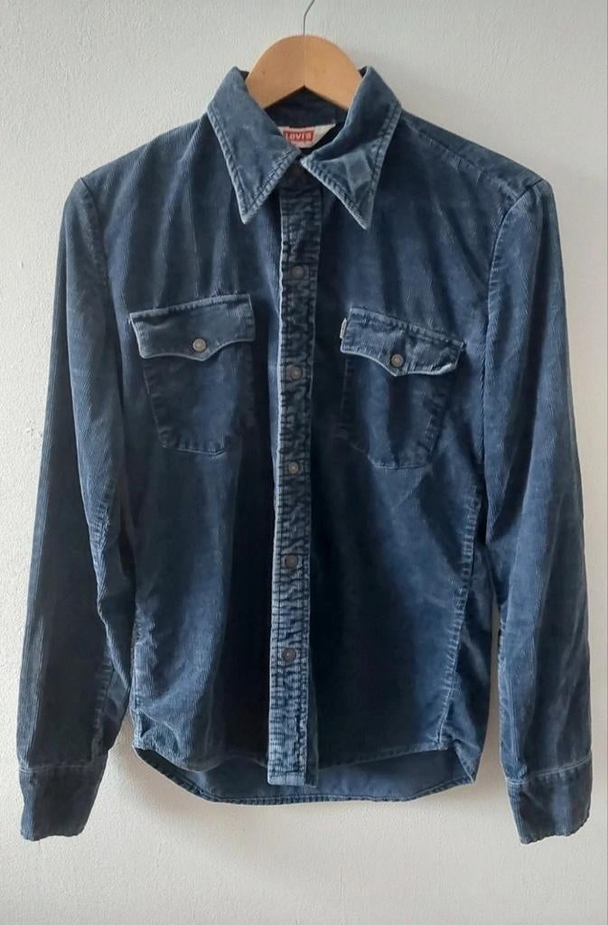Vintage 70s Levis corduroy western shirt M, Maat 38/40 (M), Blauw, Ophalen of Verzenden, Levi’s