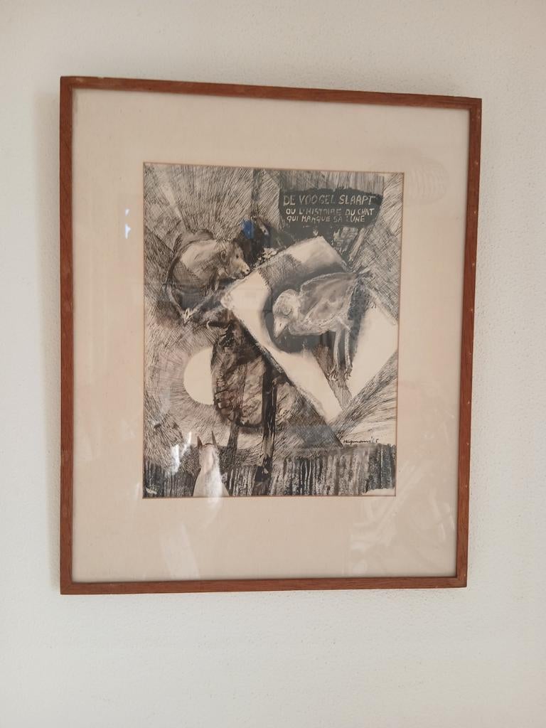 Schilderij De vogel slaapt, Ophalen of Verzenden