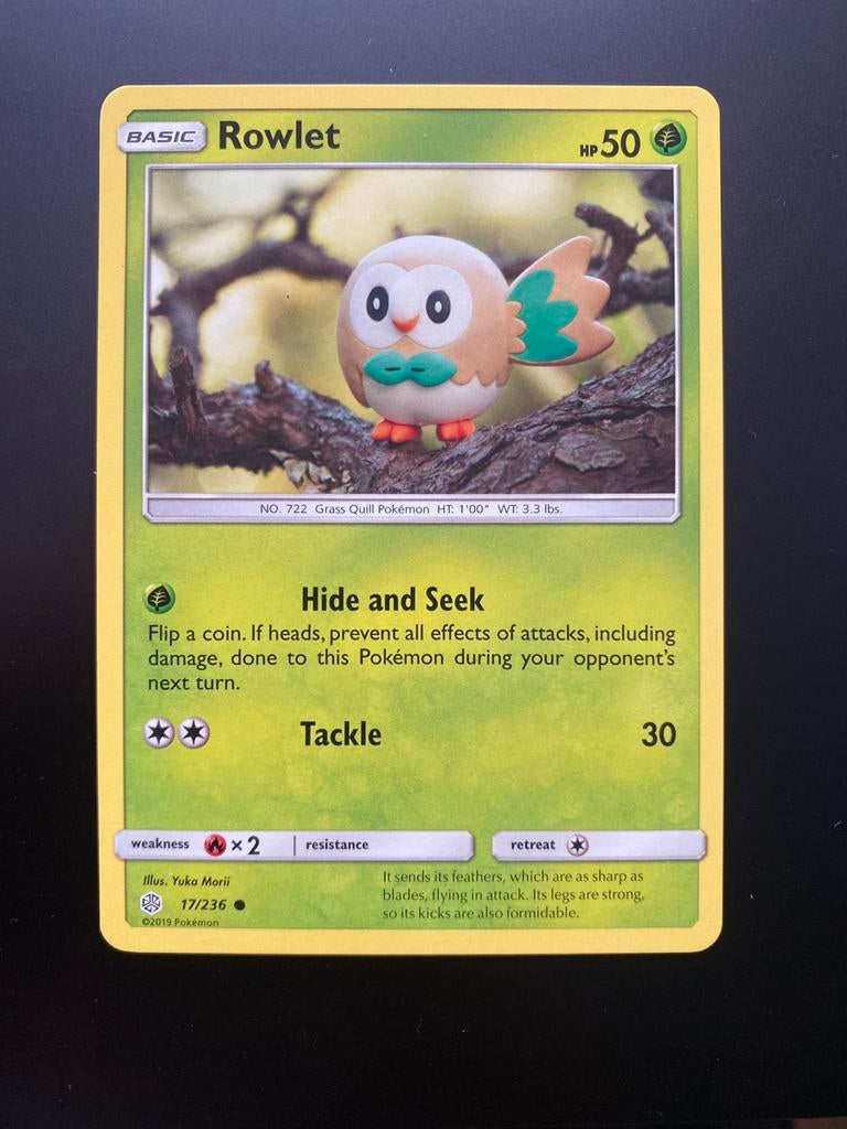 Rowlet 17/236 Pokémon S&M Cosmic Eclipse Mint Packfresh, Ophalen of Verzenden, Zo goed als nieuw, Losse kaart