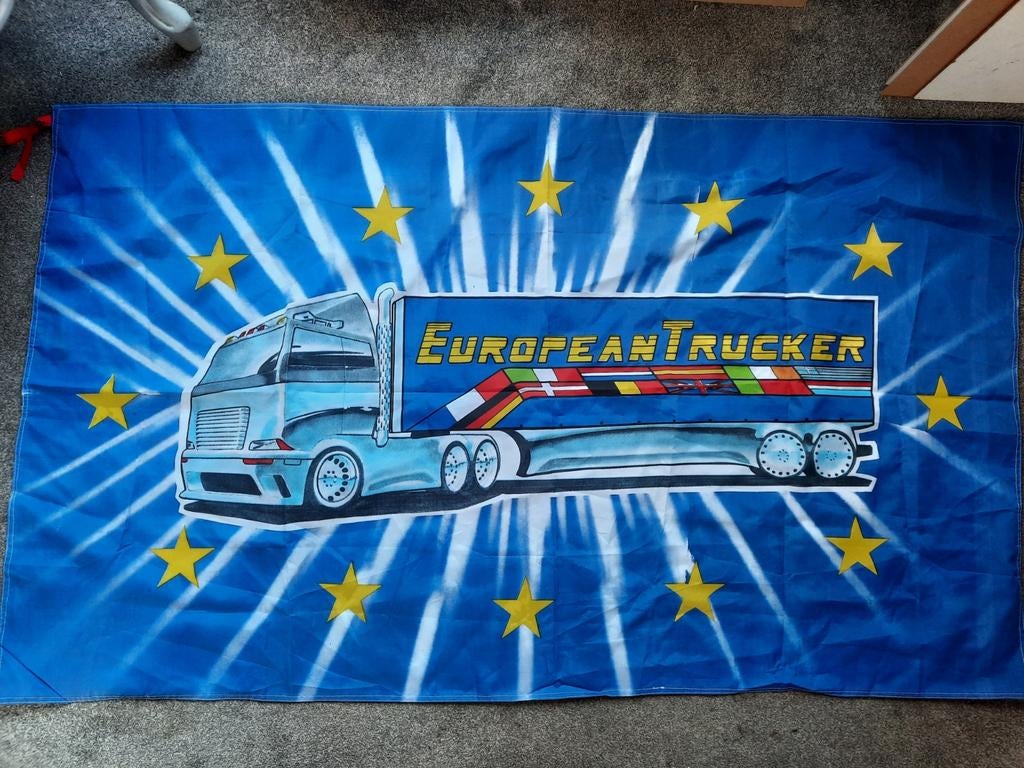 Poster-vlag   European Trucker 90 x 150 cm   ( nieuw  ), Ophalen of Verzenden, Nieuw